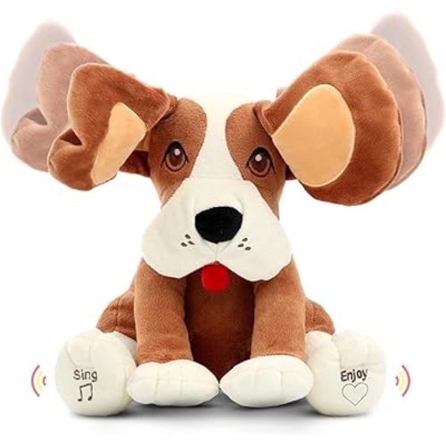 Bundaloo Animated Plush Peek A Boo Singing Dog with Floppy Ears | Plays Peek-A-Boo with Ears & Sings Do Your Ears Hang Low