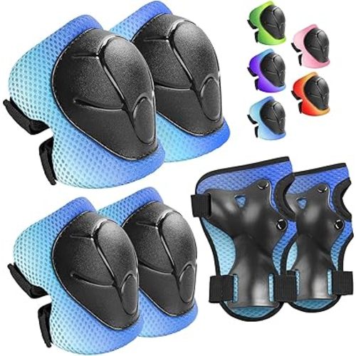 Wemfg Kids Protective Gear Set Knee Pads for Kids 3-14 Years Toddler Knee and Elbow Pads with Wrist Guards 3 in 1 for Skating Cycling Bike Rollerblading Scooter