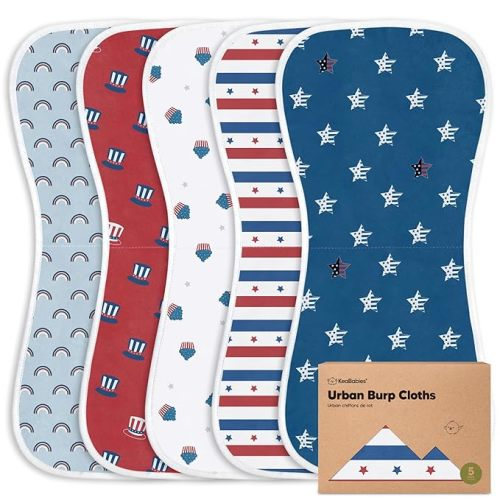 Organic Burp Cloths for Baby Boys & Girls - 5-Pack Super Absorbent Burping Rags, Soft & Plush, Newborn Milk Spit Up Rags, Unisex Burpy Cloth Bib (U.S.A)