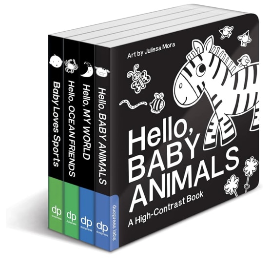 High Contrast Baby Book Set: 4 Board Books for Newborns