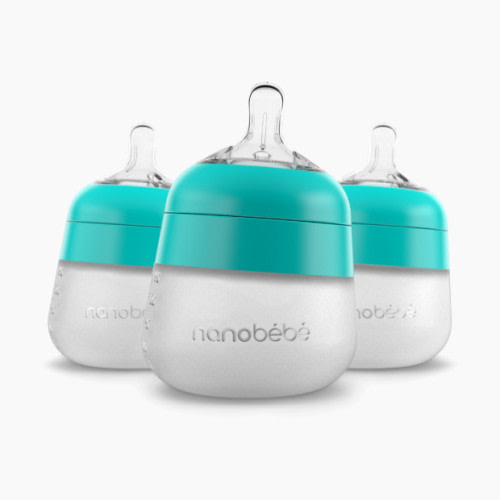 Nanobebe Flexy Silicone Baby Bottle - Teal, 5 Oz, 3