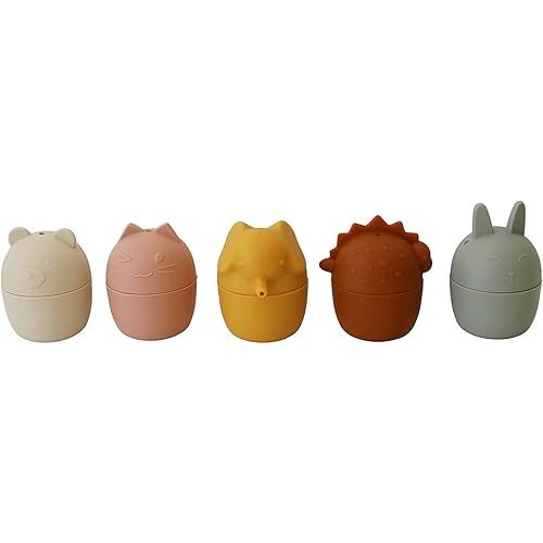 Marlowe & Co Silicone Animal Bath Toy Set for Babies and Toddlers, Bathtub Toys for Toddlers 1-3, Dishwasher Safe Squeeze Bath Toys for Infants 6-12 Months (Harvey Mix)
