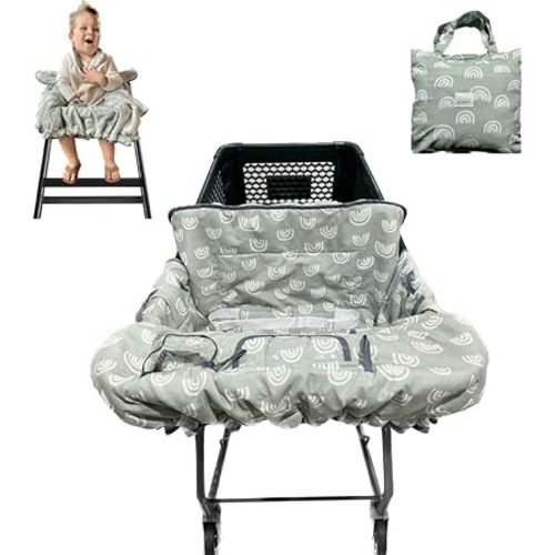 Shopping Cart Cover for Baby Girl & Boy - 2 in 1 High Chair Cover - Universal Fit Cart Cover for Babies for Costco, Walmart, & More - Foldable Baby Cart Cover w/Pouch for Snacks, Phone, & More