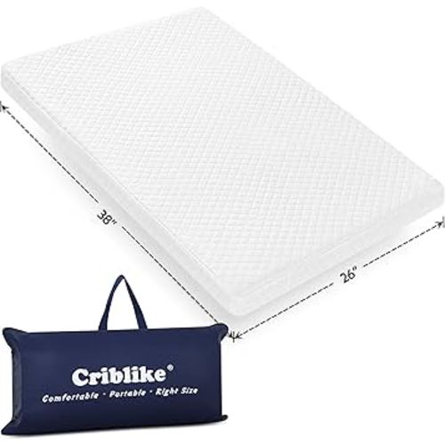 Waterproof Pack and Play Mattress Pad, 38’’x26’’ Playpen Mattress, Portable Crib Mattress Topper, with Travel Bag