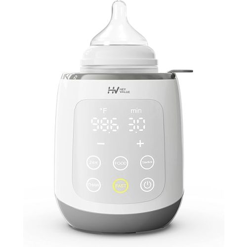 HEYVALUE Bottle Warmer, Baby Bottle Warmer 10-in-1 Fast Baby Food Heater&Thaw BPA-Free Milk Warmer with IMD LED Display Accurate Temperature Control for Breastmilk or Formula for Bottles