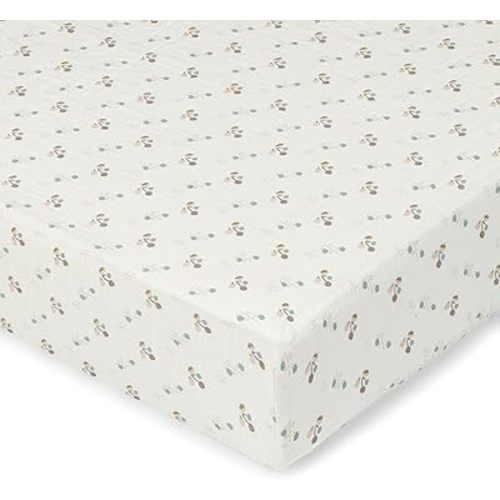 Crane Baby 100% Organic Cotton Poppy Fitted Crib Sheet, Gender Neutral Crib Sheet, Soft, Breatheable and Easy to Clean Cotton Crib Sheet