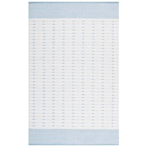 Martha Handwoven 9X12 Light Blue & Ivory Wool-Cotton Rug — Low-Pile Sc