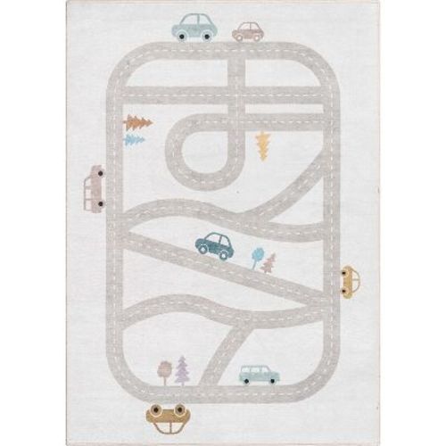 Well Woven Playful Roads Kids Road Traffic Playmat 3'3" x 5' Grey Area Rug