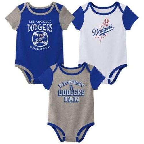 Mlb Los Angeles Dodgers Infant Boys' 3pk Bodysuit - 3-6m