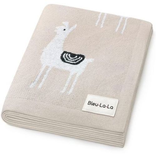 Bleu La La 100% Luxury Cotton Knit Swaddle Receiving Blanket for Blanket for Newborn and Infant Boys and Girls - Llama - Taupe