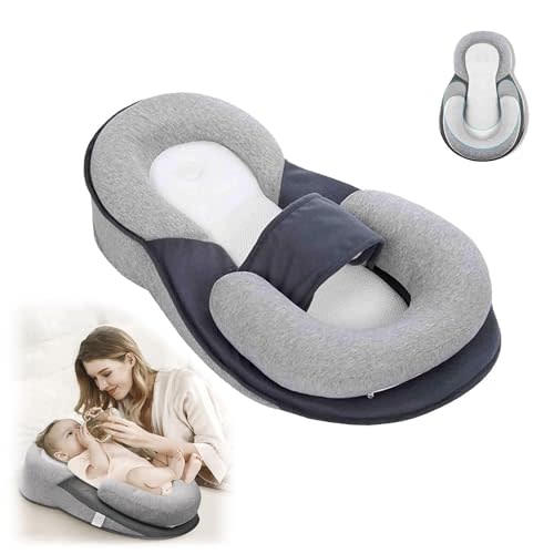 Baby Feeding Support Pillow, Anti Reflux Newborn Pillow, Reflux Breastfeeding Nursing Pillow for Reducing Spit-Up, Bottle Feeding Detachable (Grey)