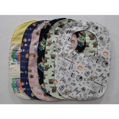 Baby bibs made with licensed Star War fabric, great shower or gender reveal gift
