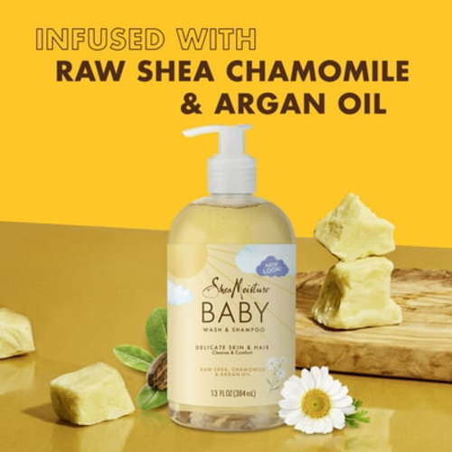 SheaMoisture Raw Shea, Chamomile and Argan Oil Baby Wash and Shampoo, 13 oz