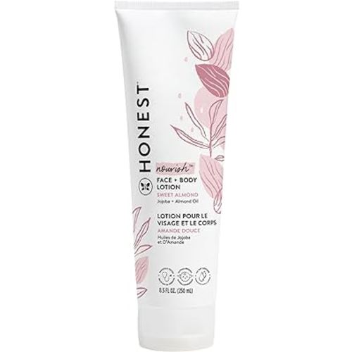 The Honest Company Hydrating Face + Body Lotion | Fast Absorbing, Naturally Derived, Hypoallergenic | Sweet Almond Nourish, 8.5 fl oz