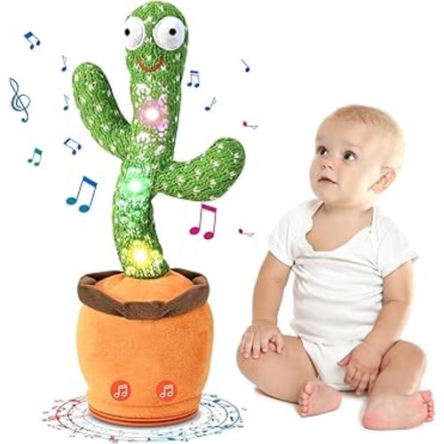 Dancing Talking Cactus Toy for Baby Toddler, Boys Girls Gifts Singing Mimicking Cactus Toy Recording Repeating What You Say Cactus Baby Toy with 120 English Songs