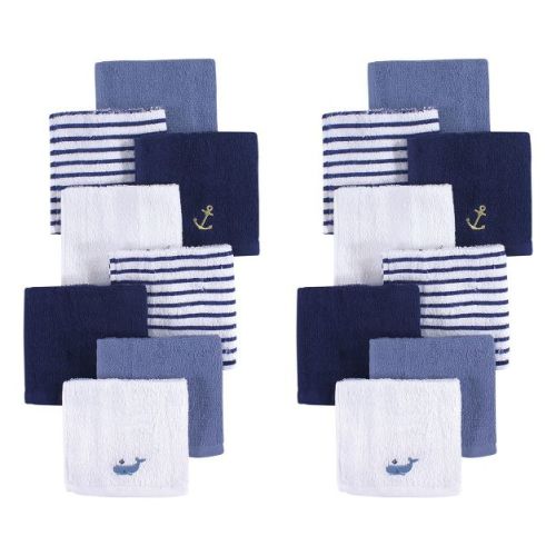 Hudson Baby Infant Boy 16pc Super Soft Cotton Washcloths, Anchor, One Size