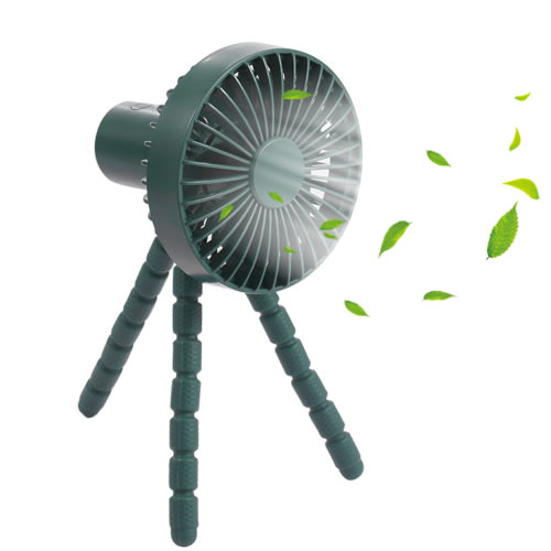 Boriyuan USB Portable Octopus Feet Fan, 360°Rotating Clip-On Desk Fan, Adjustable Handheld Tripod Charging Fan for Baby Stroller Student Outdoor Worker Green