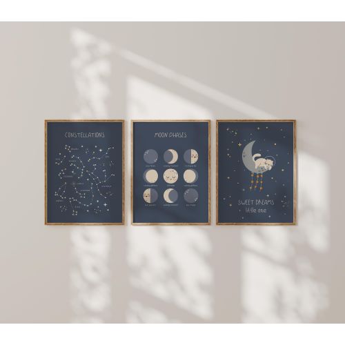 Gallery Wall Space 3 Nursery Prints | Constellations Nursery Print | Space Themed Wall Art | Outer Space Nursery Decor | DIGITAL download