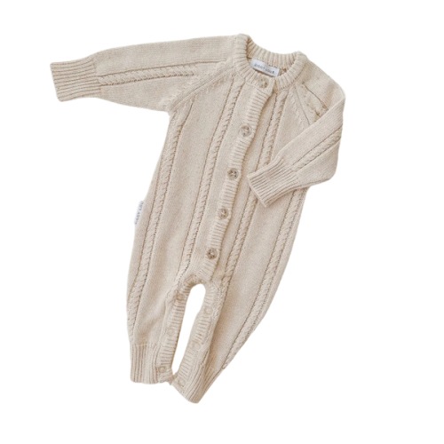 Ziggy Lou Classic Knit Romper - Biscotti Fleck