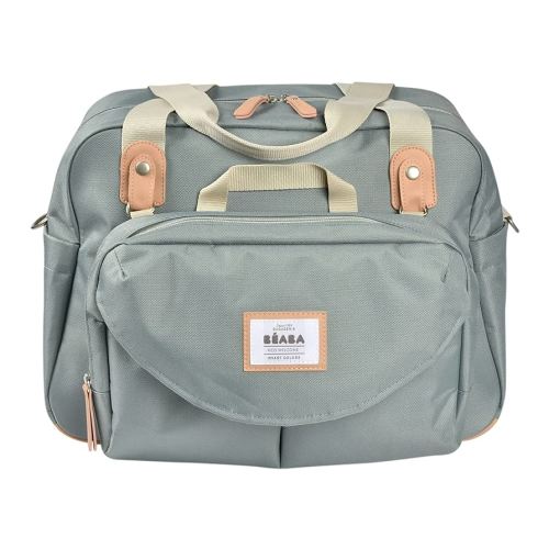 Beaba Geneva Diaper Bag, Multifunction Baby Diaper Bag, Includes Removable Strap for Stroller, Changing Pad, and Insulated Pouch, (Sage)