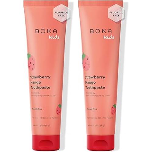 Boka Fluoride Free Toothpaste Nano Hydroxyapatite Toothpaste - Strawberry Mango Flavor, 1.3 oz 2pk US Manufactured
