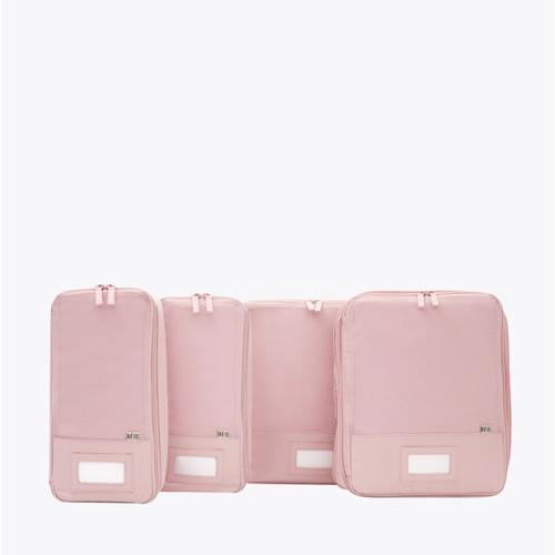 BÉIS 'The Compression Packing Cube Set' in Atlas Pink - Pink 4-Piece Set Of Packing Cubes For Carry-On Bag