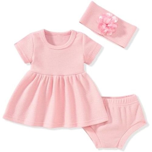 Unutiylo Preemie Newborn Baby Girl Clothes 0-18M Knitted Tunic Top Short Set Summer Outfits Premie Girls Clothing Set