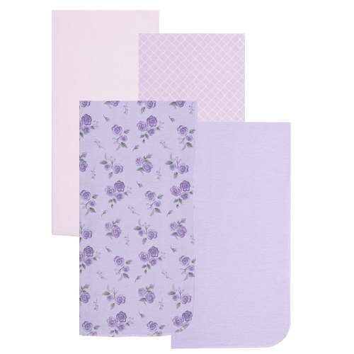 EVERYDAY KIDS 4 Pack Flannel Receiving Baby Blanket Set - Roses/Pink Diamond