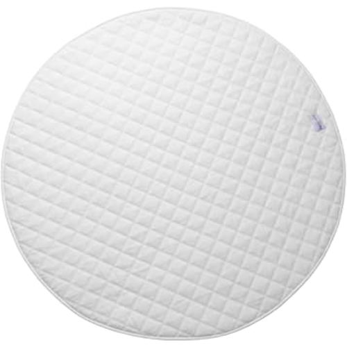 Baby Playmat 47x47 inch | Soft Linen Cotton, Non-Slip & Foldable | Washable Indoor Outdoor Mat for Infants & Toddlers with Carry Bag (Round) (Ivory Cloud)