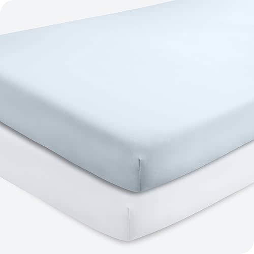 Bare Home 2-Pack Fitted Crib Sheets - Premium 1800 Ultra-Soft Microfiber - Breathable - Baby Sheet - for Boys & Girls - Fits Standard Crib and Toddler Mattresses (Sky Blue/White)