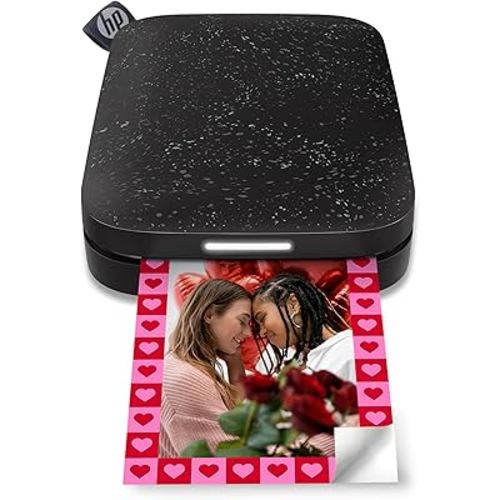 HP Sprocket Portable 2x3 Instant Photo Printer (Black Noir) Print Pictures on Zink Sticky-Backed Paper from Your iOS & Android Device.