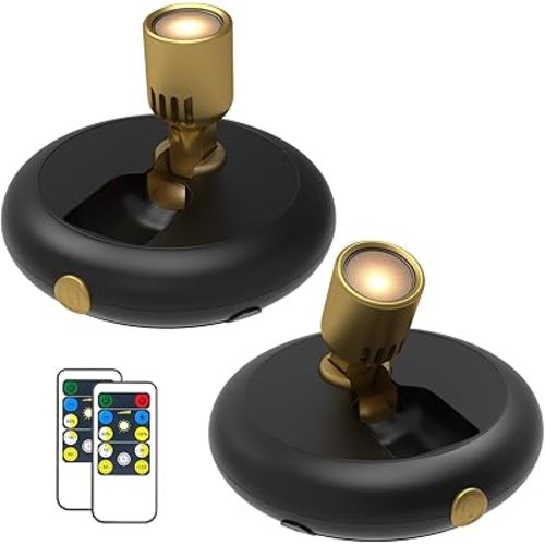 Wireless Spotlight Indoor,Battery Operated Wall Accent Lighting,LED Puck Lights with Remote,Plants Lighting/Uplight,Stick on Display Wall Sconce for Picture Painting Artwork Portrait Closet Home Decor