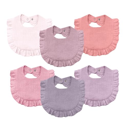 NISXABEBE Baby Muslin Bibs,6 Pcs Drool Bandana Bibs for Baby Girl Drooling and Teething,Soft and Absorbent Cotton for Newborn