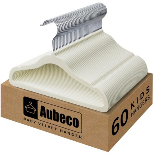 Aubeco Kids Velvet Hangers 60 Pack - Ivory
