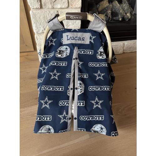 Baby Car Seat Covers - Navy and Gray Dallas Cowboys Football Team Baby Carseat Cover - Baby Boy - Shower Gift