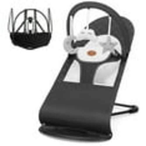 kmaier Baby Bouncer, 2-in-1 Convenient, Adjustable Bouncer or Fixed with Swing Toys for 0-18 Months,Dark Gray