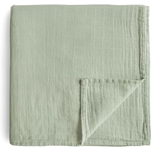 mushie Muslin Baby Swaddle Blanket | 100% Organic Cotton (Sage)