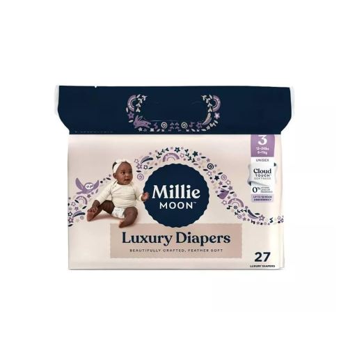Millie Moon Luxury Disposable Diapers - (Size 3 and 27 Count) ~ 1 Pack ~ White.