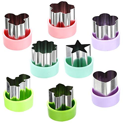 1.5" Vegetable Cutter Shapes Set - Mini Cookie Cutters Fruit Cookie Pastry Stamps Mold for Kids Baking and Food Supplement Tools Accessories (8pack)