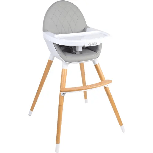 Convertible High Chair for Babies, Toddlers, Kids & Children - Wooden Highchair with Adjustable Height & Dishwasher Safe Tray - Wood Feeding & Dining Chair - Converts to Booster Seat - KoolaBaby