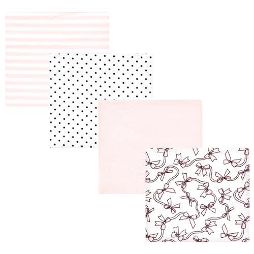 Hudson Baby Unisex Baby Cotton Flannel Receiving Blankets, Pink Bows, One Size
