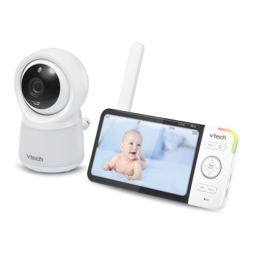 VTech RM5754HD Wi-Fi 1080p Fixed Position Video Baby Monitor with 5-In. Display, Night-Light, and Remote Access, White
