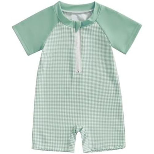 Hnyenmcko Infant Baby Boy Girls Rash Guard Swimsuit Short Sleeve Zipper Bathing Suit Toddler One Piece Swimwear Sunsuit