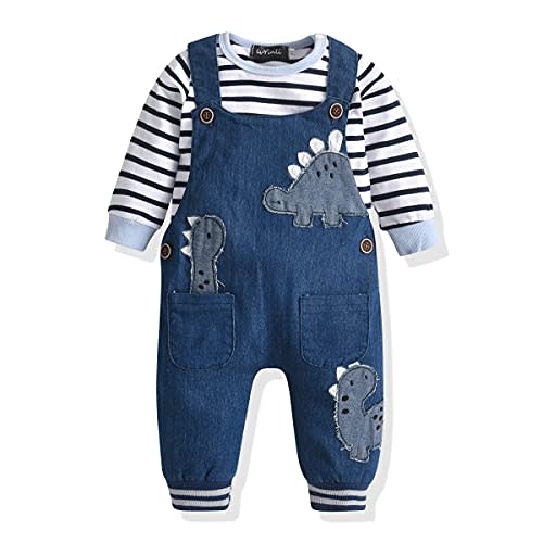 LvYinLi Cute Baby Boy Clothes Suit Toddler Boys' Striped long Sleeve T-Shirt+Denim Overalls Jumpsuit Pants Outfits Sets
