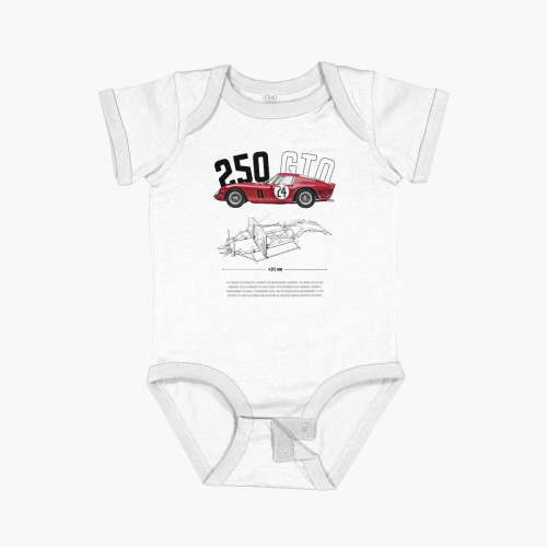 LuvlyVintage Ferrari 250 Gto Clic Streetwear Short Sleeve Baby One-Piece, New Born, Baby Shower Gift, New Parents Gift