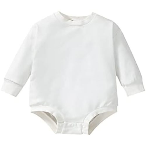 Sweatshirt Romper for Infant Baby Girl Boy Long Sleeve Crewneck Oversized Bodysuit Waffle Fall Pullover Top
