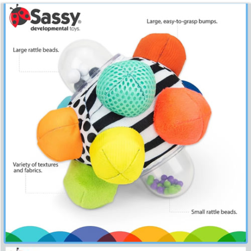 Sassy Developmental Bumpy Ball, Easy to Grasp Bumps Help Develop Motor Skills, Ages 6+ Months