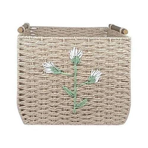 Belle Maison Flower Embroidered Medium Storage Basket