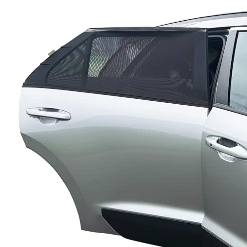 Dreambaby Fit-Over Baby Car Window Sun Shade – Stretchable Car Window Sunshade & Mesh Window Screen for Side Windows - Baby Window Cover for UV Protection- Car Camping Essentials