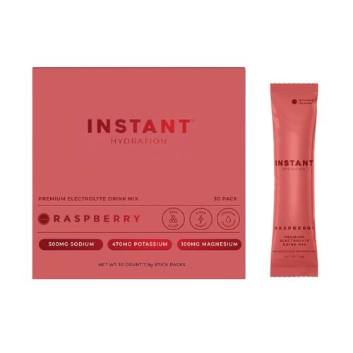 Instant Hydration Electrolytes Powder Packets - Raspberry Electrolyte Drink Mix - Zero Sugar - Keto, Vegan, Gluten-Free, Non-GMO - Boost Recovery, Brain Health, Muscle & Tissue Support- 30 Sticks